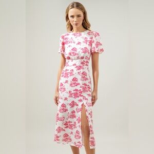 EUC Sugar Lips Ainsley Meadow Toile Bloom Midi Dress Size S